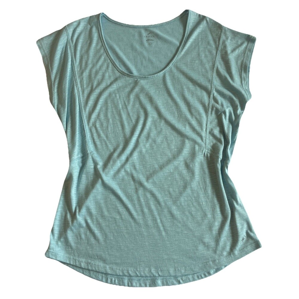 Freefly Short Sleeve Shirt, Women Size Large, Light Blue, Soft, Lightweight